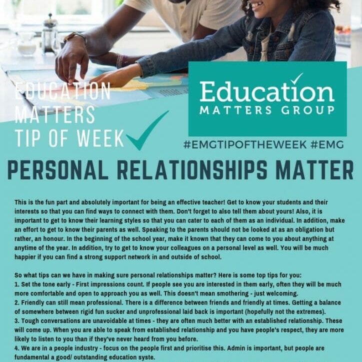 EMG Tip if the week - 28. Personal Relationships Matter EMG Tip if the week - 28. Personal Relationships Matter