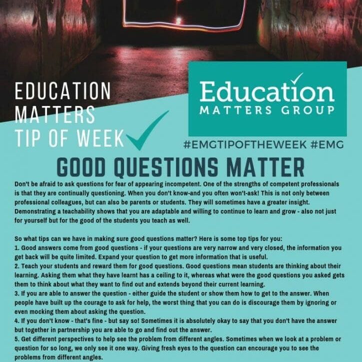 EMG Tip if the week - 34. Good Questions Matter EMG Tip if the week - 34. Good Questions Matter