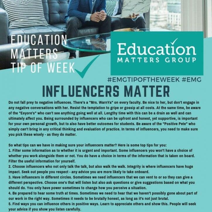 EMG Tip if the week - 35. Influencers Matter EMG Tip if the week - 35. Influencers Matter