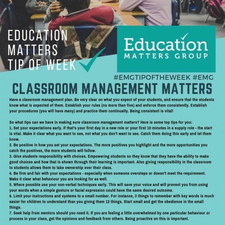 EMG Tip if the week - 36. Classroom Management Matters EMG Tip if the week - 36. Classroom Management Matters