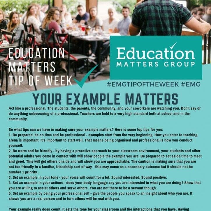 EMG Tip if the week - 38. Your Example Matters EMG Tip if the week - 38. Your Example Matters